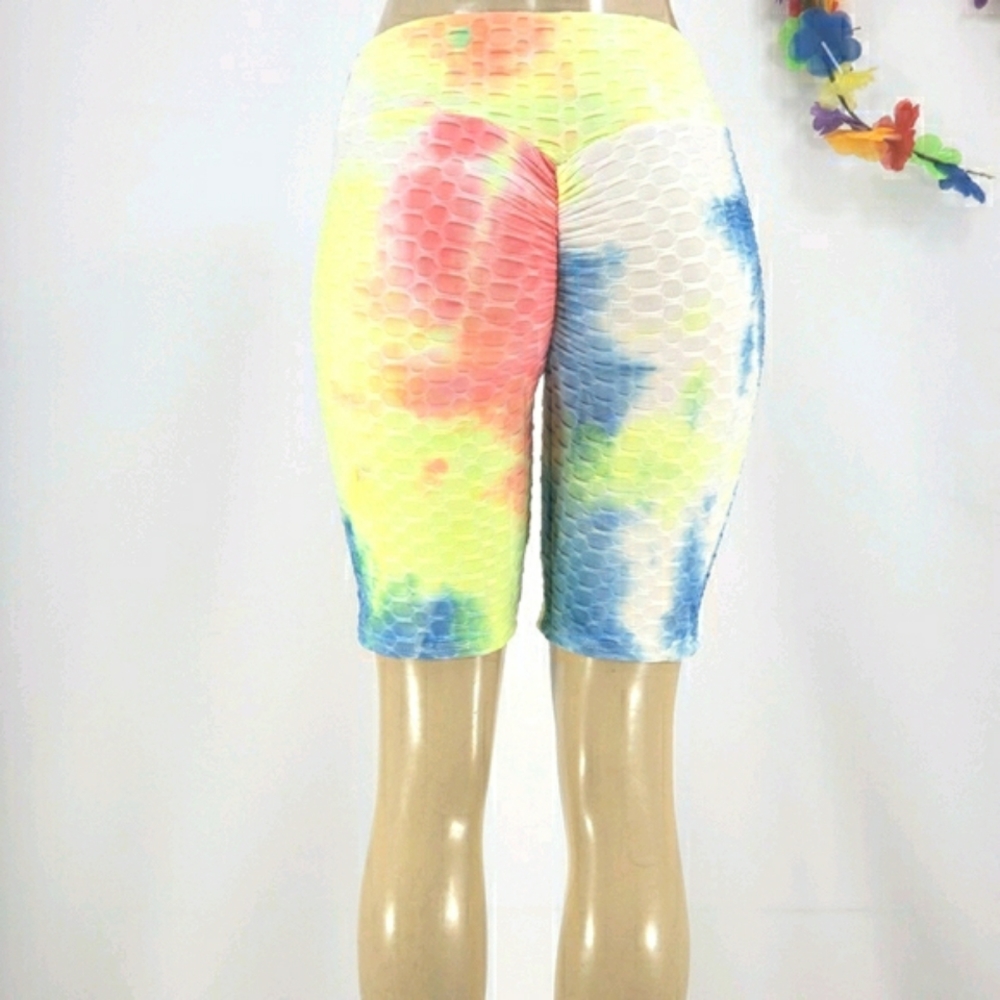 New XJ BOOST Rainbow Tie Dye Yoga Workout Bike Lounge Shorts